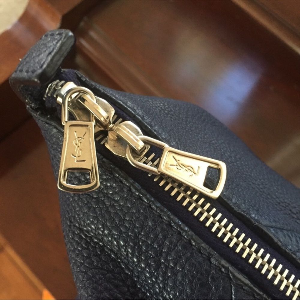 YSL Yves Saint Laurent Pebbled Leather Easy Shoulder Carry All Purse Bag LARGE - Picture 4 of 13